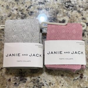 Janie and Jack Cable Knit Baby Tights in Pink and Light Gray
